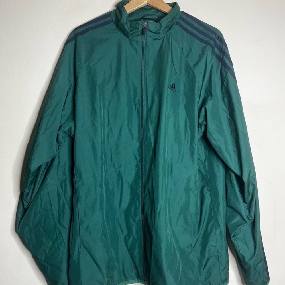 Adidas Windbreaker Jacket Mens Medium M w/ blue stripes; Track Top June 2009